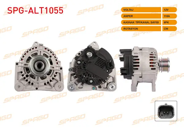 Alternatör 12V 110A 6Pk (Alt8700) Clio II-Megane II-Scenic II-Kangoo (1.4 1.6 Benzin 1.5 DCI Araclar İçin)