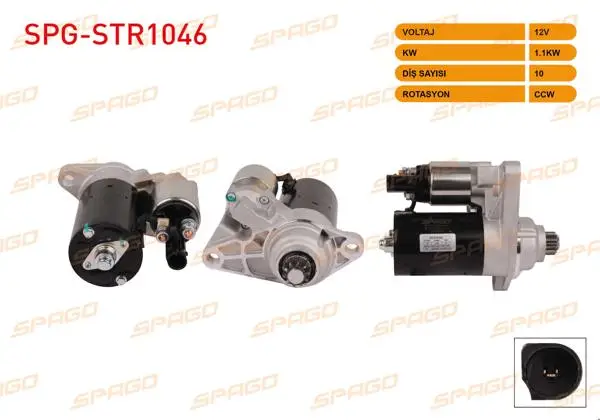 Marş Motoru (B Tipi) 12V 1.1Kw 10 Dıs Ccw (Str3350) Polo IV V-Golf V-Jetta III / A3 03-07 (Benzinli Araclar İçin)
