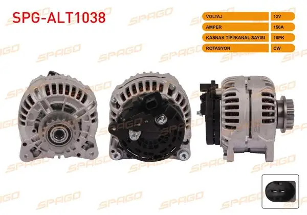 Alternatör 12V 150A 18 Dıs (Alt284) Transporter T5 03-09-Touareg 03-10 (2.5 TDI Araclar İçin)