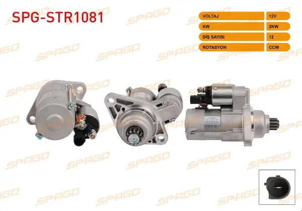 Marş Motoru 12V 2Kw 12 Dıs Ccw Golf VII-Jetta IV-Caddy III IV (Dizel Start-Stopsuz Araclar İçin)