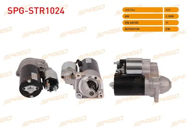 Marş Motoru 12V 1.1Kw 9 Dıs Cw (Str5166) Doblo Albea Palio Bravo Stilo Marea (1.6 Benzinli Araclar İçin)
