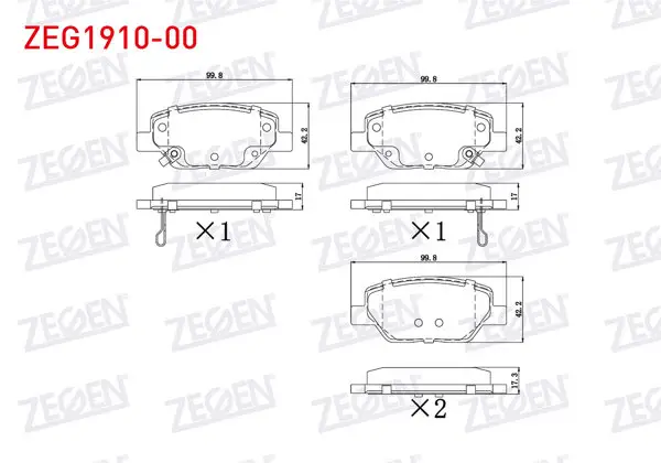 Fren Balata Arka Ikazlı Fiat Egea 1.3 Mjt 2015-/ Egea 1.6 Mjt 2015-/ Egea 1.4 16V 2015-/ Egea 1.6 16V 2015-/ Egea Hb 1.6 D 2020-/ Egea Cross 1.6 2020 -