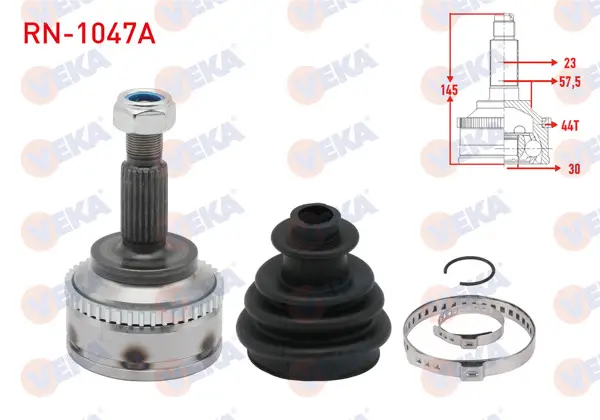 Aks Kafası Sol-Sağ On Dıs Renault Kangoo (Kc0 / 1) 1.5 DCI ABS li 44 Dıs Kalın Freze 23X30x57,50 Uzunluk 145mm 1998-2008