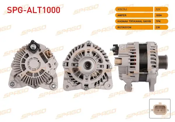 Alternatör 12V 185A 7Pk (Alt5340) Master III 10-25-Megane III IV-Fluence 13-15 (1.6 2.3 DCI Araclar İçin)