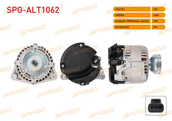 Alternatör 12V 125A 1Pk (Alt986) Tourneo Transit Connect 1.8 TDCI 02-13 (Canaklı)