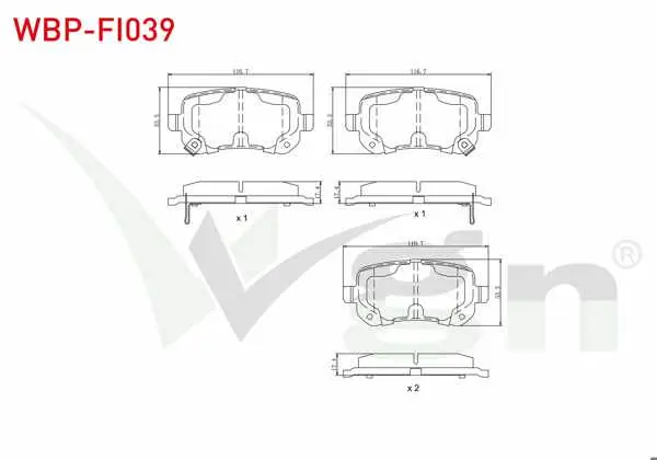 Fren Balata Arka Ikazlı Fiat Freemont (Jf) 2.0 Mjt 170 Hp 2011-/ Chrysler G.Voyager 3.3İ 2008-/ Jeep Wrangler III 2.8 CRDI 2007-/ Dodge Nitro 2.8 Crd 2007-/ Dodge Journey 2.0 Crd 2008 -