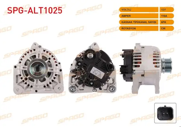 Alternatör 12V 110A 6Pk Megane II-Clio II / Duster 10-18-Logan 05-12 (1.4 1.6 Benzin 1.5 DCI Araclar İçin)