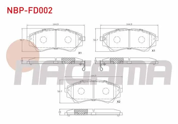 Fren Balata Ön Ikazlı Ford Ranger 2.5 TDCI 4X4 2002-2006 / Ranger 2.2 TDCI 2002-2006 / Ranger 3.0 TDCI 2002-2006 / Ranger 3.2 TDCI 2002-2006 / Mazda B Serisi (Un) 2.5 D 1998-2006