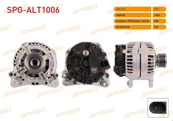Alternatör (B Tipi) 12V 140A 6Pk Golf VI-Jetta III IV-Caddy III IV / A3 09-15-Q3 11-18 (1.6 2.0 TDI Araclar İçin)