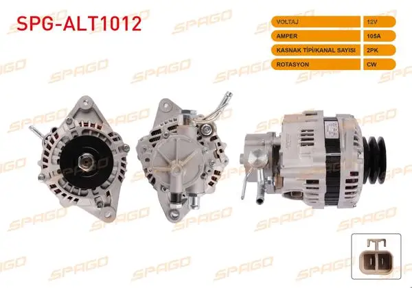 Alternatör 12V 105A Çift Kasnak (Alt575) Mitsubishi L200 2.0 D 96-06