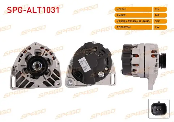 Alternatör 12V 70A 3Pk (Alt875) Clio II III-Symbol I II-Twingo 96-06-Logan (1.2 Benzinli Araclar İçin)