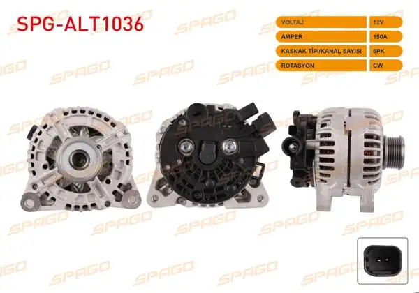 Alternatör (B Tipi) 12V 150A 6Pk (Alt200) Partner Expert Boxer / Berlingo Jumpy Jumper (Dizel Araclar İçin)
