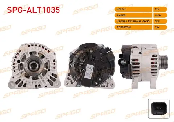 Alternatör (V Tipi) 12V 150A 6Pk (Alt8722) Partner Expert Boxer / Berlingo Jumpy Jumper (Dizel Araclar İçin)