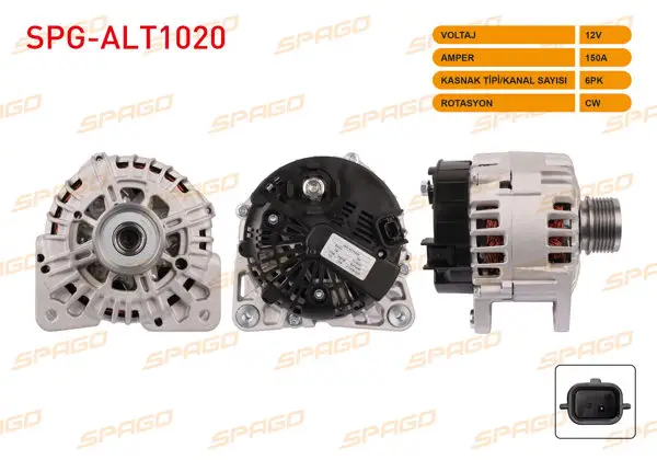 Alternatör (V Tipi) 12V 150A 6Pk (Alt8708) Clio III IV-Megane III IV-Fluence-Kangoo (1.5 DCI Araclar İçin)