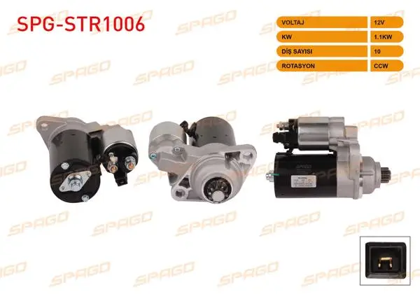 Marş Motoru (B Tipi) 12V 1.1Kw 10 Dıs Ccw Passat B3 B4-Golf III IV-Bora I / A3 96-03 (Benzinli Araclar İçin)