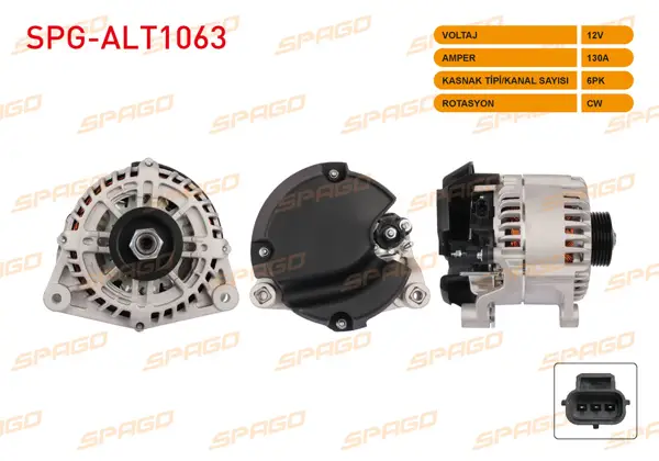 Alternatör 12V 130A 6Pk (Alt986 / A) Tourneo Transit Connect 1.8 TDCI 02-13 (Kasnaklı)