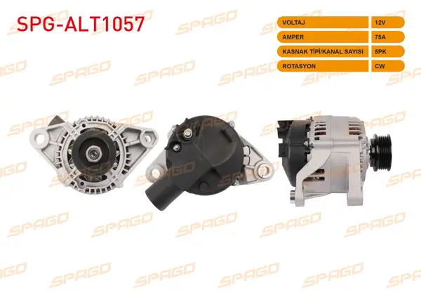 Alternatör 12V 75A 5Pk (Alt470) Palio 1.6 96-02 / Dogan SLX Hidrolik Direksiyon / Brava 1.6 95-01