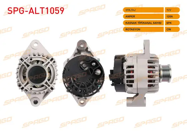 Alternatör 12V 120A 6Pk (Alt444) Doblo 10-23-Linea 09-16-Ducato 11-16-Bravo 08-14 (1.6 2.0 Mjt Araclar İçin)