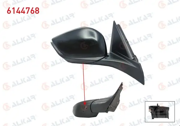 Dış Dikiz Aynası Sağ Elektrikli Isıtmalı Otomatik Katlanır Sinyalli Sensörlü Alt Aydınlatmalı 11 Pin Peugeot 308 III 2021-/ 308 Sw 2021-/ 408 II 2022