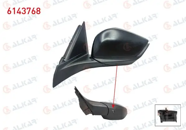 Dış Dikiz Aynası Sol Elektrikli Isıtmalı Otomatik Katlanır Sinyalli Alt Aydınlatmalı 9 Pin Peugeot 308 III 2021-/ 308 Sw 2021-/ 408 II 2022 -