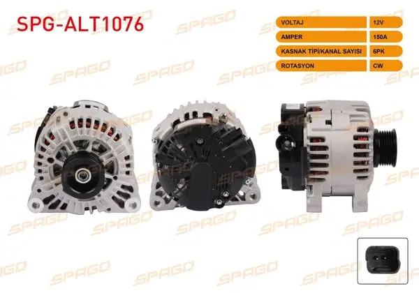 Alternatör 12V 150A 6Pk (Alt887) 307 00-08-Partner 2.0 HDI 00-08 / C3 1.4 HDI 02-08-Berlingo 2.0 HDI 00-11