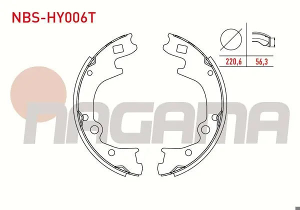 Fren Pabuç Balata Arka 220,6X56,3mm + 1mm Daha Kalın Hyundai H100 Kamyonet 2.5 D 2004 -