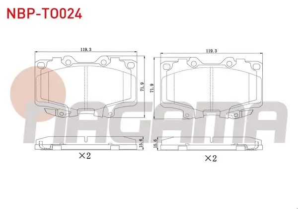 Fren Balata Ön Ikazlı Toyota Hı-Lux Pick Up 2.5 D 1983-2005 / 2.5 D-4D 1983-2005 / Land Cruiser (_J7_) 2.4İ 1984-1996 / Land Cruiser 90 (_J9_) 3.0 TD 1996-2002 / 3.0 D 1996-2002 / 3.0 D-4D 1996-2002
