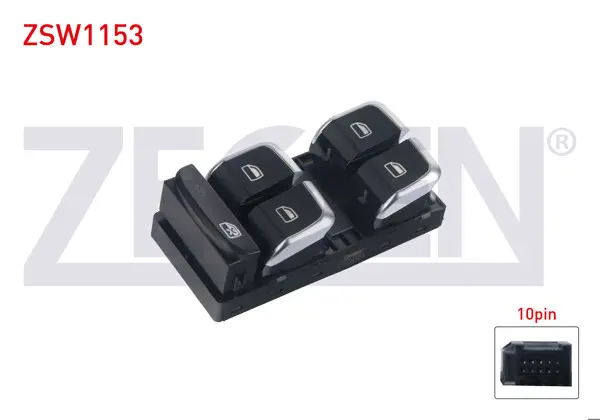 Cam Açma Anahtar Grup Krom 10 Pin Audi A4-A5-Q3-Q5 2007 -