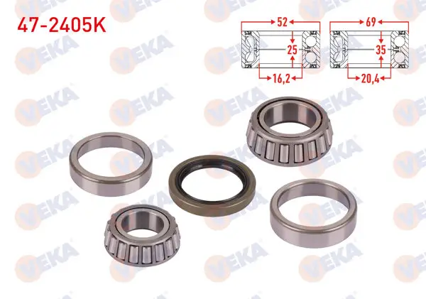 On Tekerlek Rulman Kiti Sol-Sağ 69X35x20,4 / 52X25x16,2 Kia K2500 2.5 D 2003-/ K2700 2.7 D 2003-/ Bongo > 2014