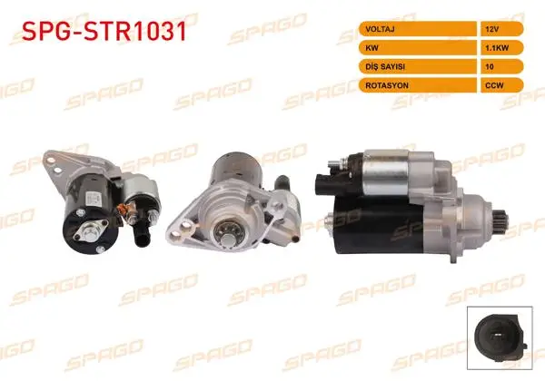 Marş Motoru 12V 1.1Kw 10 Dıs Ccw (Str6528) Golf V VI-Jetta III IV-Passat B6 B7 / A3 07-15 (FSI TSI Araclar İçin)