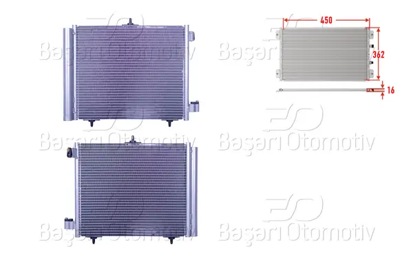 Klima Radyatörü 450X362x16 Citroen C2. C3. C4 Cactus. Ds302 > . Peugeot207. 208