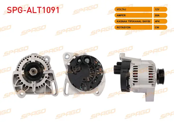 Alternatör 12V 85A 4Pk (Alt455) Fiat Palio 93-98-Siena 97-(Gergılı)