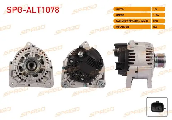 Alternatör 12V 110A 6Pk Clio II III-Megane I II III-Laguna-Fluence (1.4 1.6 Benzin 1.5 DCI Araclar İçin)