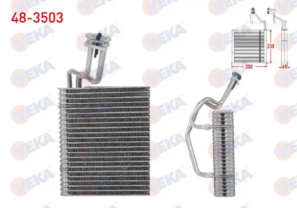 Klima Evaporatoru Borulu 200X238x60 Renault Kangoo 1.5 DCI-1.6 16V 1998-2008 / Kangoo 1.9 DCI 2001-/ Kangoo Express 1.5 DCI 2008-/ Clio II 1.5 DCI-1.4İ 16V-1.6İ 16V 1998-2005