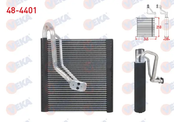 Klima Evaporatoru Borulu 250X245x38 VW Golf VII 12-/ Passat 14-/ Tiguan-T-Roc 16-/ Audi A3 12-/ Q2-Q3 16-/ Seat Leon 12-/ Ateca 16-/ Skoda Octavia III 12-/ Superb III-Kodiaq-Karoq 15 -