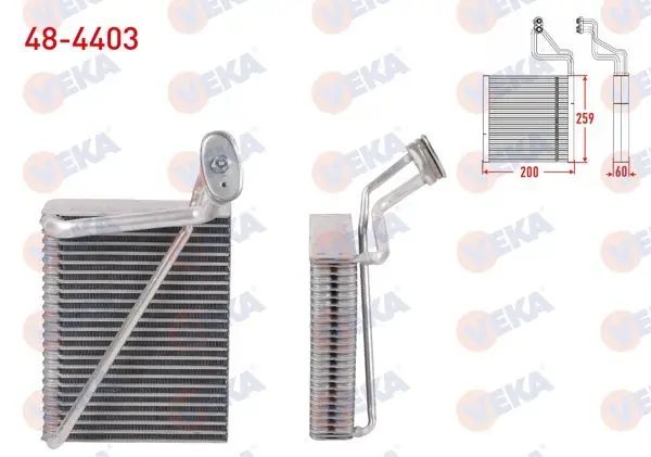 Klima Evaporatoru Borulu 259X200x60 Volkswagen Passat (3B2) 1996-2000 / Passat Passat (3B3) 2000-2005 / Audi A4 1994-2001 / Skoda Superb I 2005-2008