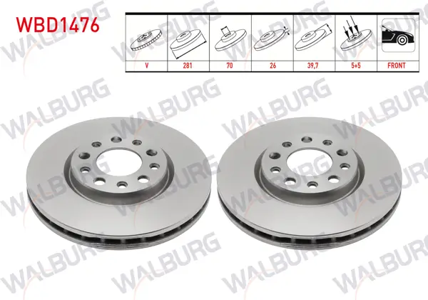 Fren Diski Ön Havalı 5 Bjn 281X26x70x39,7 Jeep Renegade 1.4-1.6 Crd 2014-/ Fiat 500X 1.3 Mjt-1.4-1.6 Mjt 2014-/ Alfa Romeo Giulietta 1.6 JTD 2010-