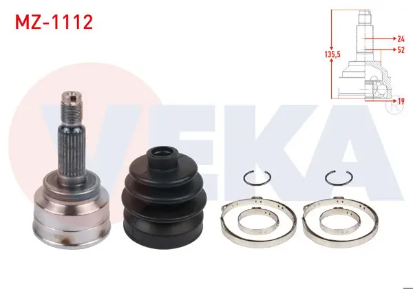 Aks Kafası Sol-Sağ On Dıs Mazda 121 II (Db) 1.3İ 16V 24X19x52 Uzunluk 135,5 mm 1990-1996