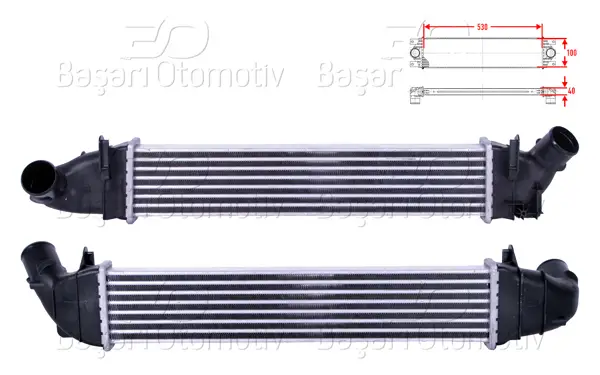 Turbo Radyatörü (Intercooler) 530X100x40 Dacia Logan (Ls) 1.5 DCI 06-08