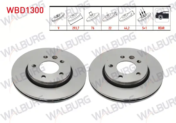 Fren Diski Arka Havalı 5 Bjn 293,7X22x76x44,2 VW Transporter V 1.9 TDI-2.0 TDI-2.4-2.5 TDI 03-15 / Transporter VI 2.0 TDI 15-/ Transporter VII 2.0 TDI 19-/ Multıvan V 03-15