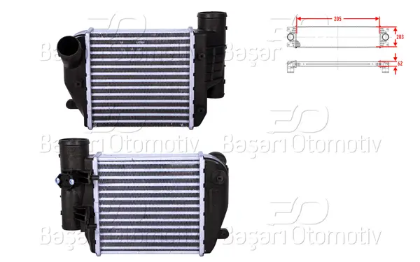 Turbo Radyatörü (Intercooler) 205X203x62 Audi A6 (4F2) 2.7-3.0 TDI 04-11