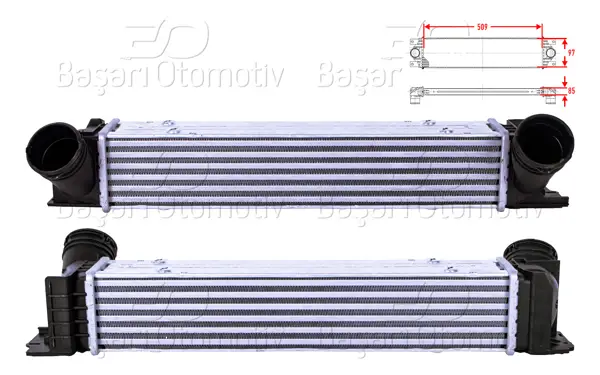Turbo Radyatörü (Intercooler) 509X97x85 BMW E81 1.16D 1.18D 1.20D E90 3.16D 3.18D 3.20D 3.20D Xd E81 X1 1.6D 1.8D 2.0D Sdrıve 04 >