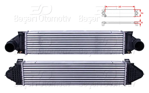 Turbo Radyatörü (Intercooler) 660X146x64 Ford Focus 04-14 / C Max 07-19 / Kuga 08-19 / Mondeo 1.6-2.0 TDCI 07-15 / Land Rover Freelander 10-14 / Discovery Sport 14 > / Evoqoe 11-19 2.2 D / Volvo S80 2 2.5 T 06-12