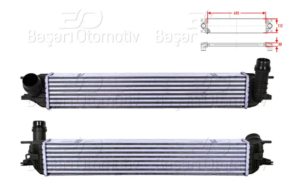 Turbo Radyatörü (Intercooler) 690X112x80 Renault Laguna 3 (Bt0 / 1) 1.5 DCI Laguna 3 Grandtour (Kt0 / 1) 1.5 DCI 07-15 Latitude (L70_) 1.5 DCI 10 >