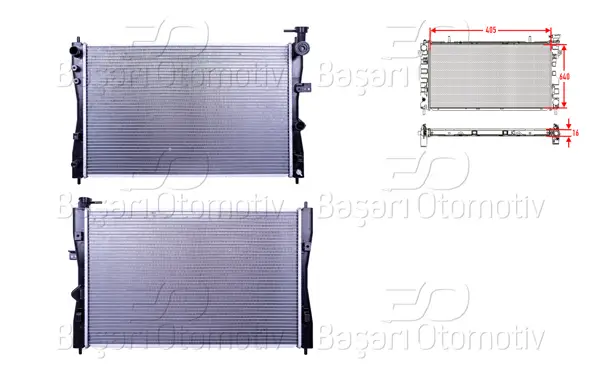 Su Radyatörü Brazing Mt 405X640x16 Mitsubishi Colt1.3. 1.5 05 > . Smart Forfour 1.5. 1.1