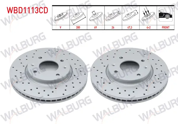 Fren Diski Ön Havalı Kaplamalı Performans Delikli 4 Bjn 280X26x69x47,3 Hyundaı Elantra 1.6İ-2.0 CRDI-2.0 2001-2007 / Sonata IV 2.0İ 2001-2004 / Sonata V 2.0 CRDI-2.0 2005-2010 / Kia Magentis 2.0İ 16V