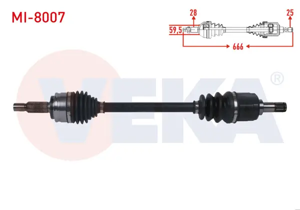 Komple Aks Sol Ön Uzunluk 666mm Mitsubishi Lancer VIII 1.5 M-T 2008 -