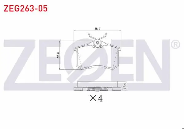 Fren Balata Arka 17,4mm Golf IV-V-VI / Jetta V-VI / Polo III-IV-V-VI / Caddy III / Clio III / Megane III-IV / 207 / 208 / 307 / 308 / Partner / C3 II-III / C4 II / A3 II / A4 II-III / A6 II / Leon II-III / Ibiza III-IV / Crossland