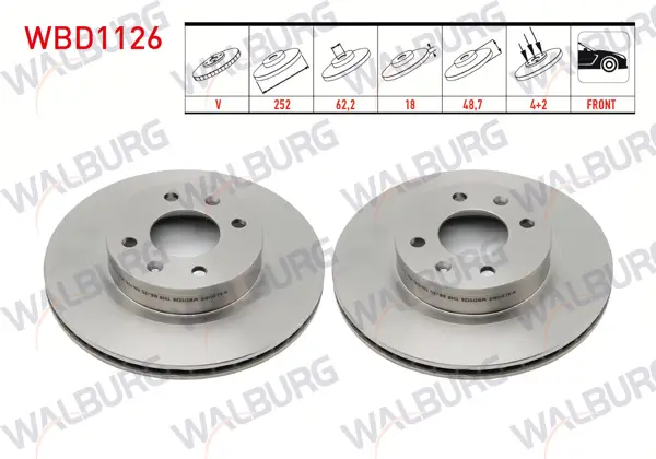 Fren Diski Ön Havalı 4 Bjn 252X18x62,2X48,7 Hyundai i10 (Ba) 1.2 D-Cvvt 14 Jant 2013-/ i10 (Pa) 1.1İ 12V 2008-2013 / i10 (Ba) 1.0 D-Cvvt 2013-/ Picanto (Ba) 1.25 2004-2011