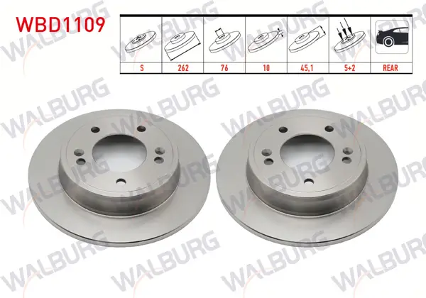 Fren Diski Arka Düz 5 Bjn 262X10x45x76 5 Hyundai Elantra 1.6 D-Cvvt 2011-2015 / Elantra 1.6 CRDI-1.6 D-Cvvt 2015-/ i30 1.6 CRDI 2011-2017